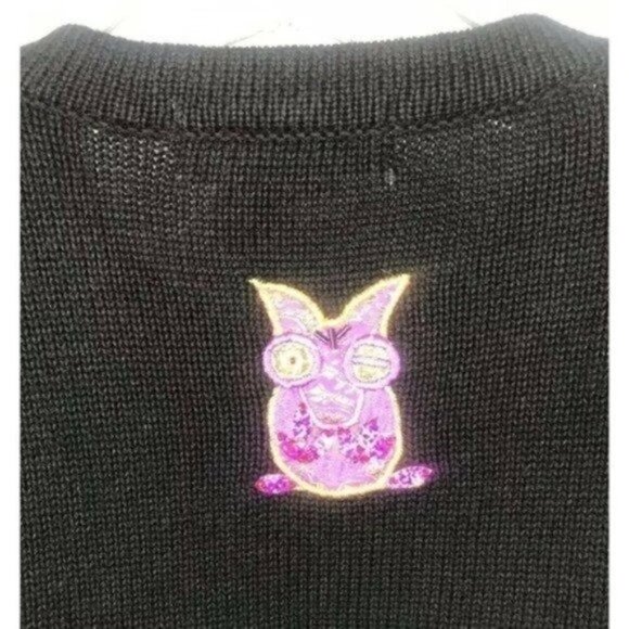 JACK B Quick Owl Sweater Women's embellished beads sequins embroidered medium - Picture 8 of 11